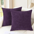 CaliTime Throw Pillow Covers Decorative 24 X 24 Inches Pack of 2 Cozy Chenille Cushion Cases for Couch Sofa Bed Living Room Home Plum Purple-Ruum Studio Home