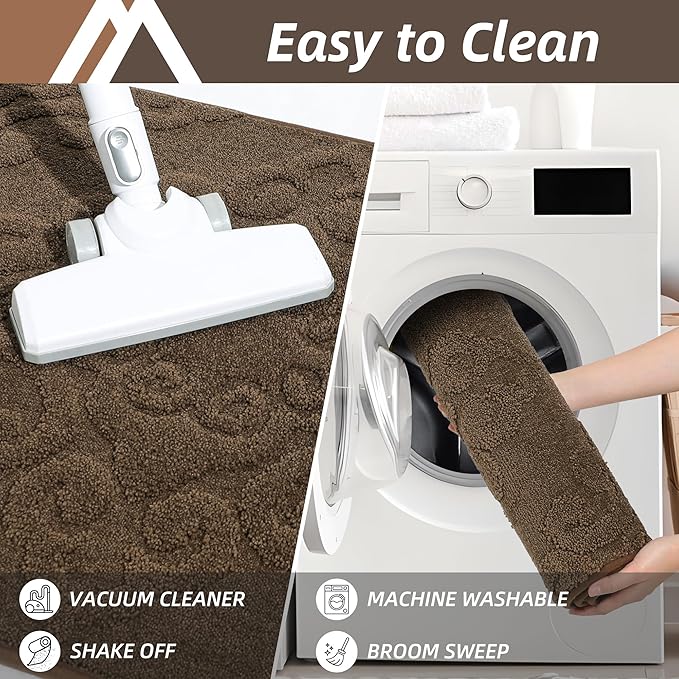 COSY HOMEER-Door-Mat-Non-Slip-Entryway-Rug 32”x48” Absorbent Welcome Mats Washable Dirt Trapper Door Mat Entrance Floor Mats for Front Back Doormats and Wet Shoes,Brown-Ruum Studio Home