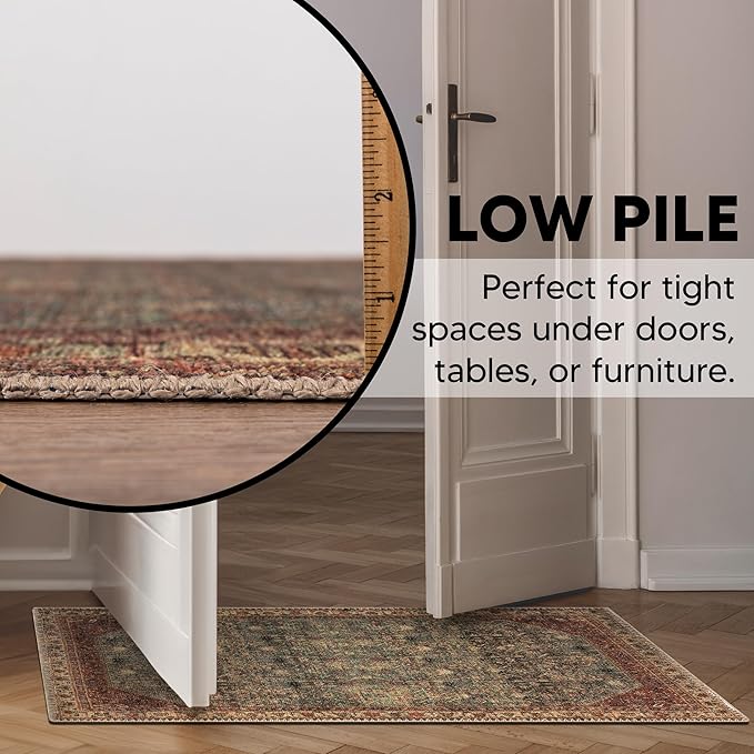 Keen Home Design 2x3 Rug - Machine Washable Entry Rug with Non-Slip Backing, Ideal for Enteryway, Kitchen, Bathroom, Laundry Room - Vintage, Easy Clean, Durable, Low Pile Rug - (2' x 3')-Ruum Studio Home