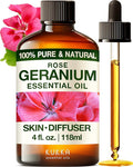 Kukka Rose Geranium Essential Oil for Skin - 4 Fl Oz - 100% Pure Natural Geranium Oil for Diffuser & Aromatherapy - Soap Making Scent & DIY-Ruum Studio Home