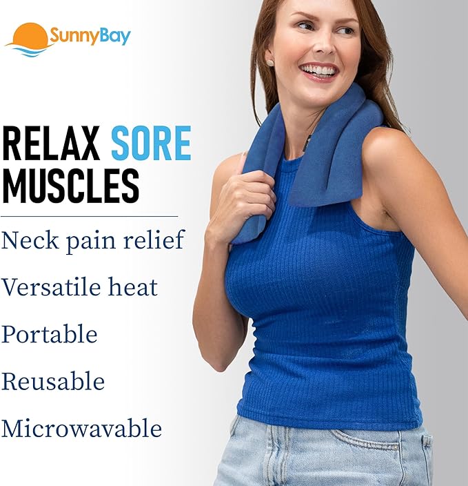 SunnyBay Microwave Heating Pad for Neck and Shoulders, Versatile Bean Bag Moist Heating Pad, Microwavable Neck Wrap and Cool Pack for Deep Pain Relief, Weighted Hot or Cold Therapy (Sky Blue)-Ruum Studio Home
