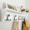 SKOLOO Wall Shelf with Hooks, 35-Inch White Coat Rack Wall Mount with Shelf Organizer - Lightweight & Sturdy, 5 Tri Hooks - Perfect for Entryway, Hallway, Living Room, Bedroom, Mudroom-Ruum Studio Home