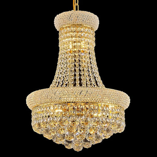10 - Light Unique Empire Crystal Chandelier for Foyer Entryway Living Room Dining Room Bedroom Hallway Gold Finish-Ruum Studio Home