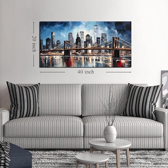 Brooklyn Bridge Canvas Wall Art Living Room City Wall Decor for Office Modern Pictures for Bedroom Wall Decor 20 x 40 Inch-Ruum Studio Home