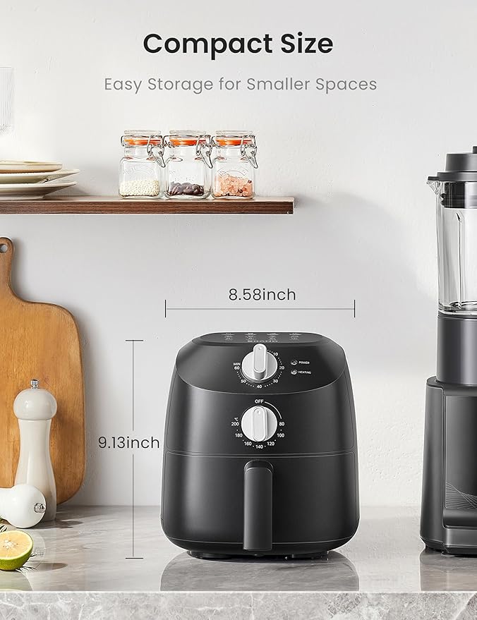 COMFEE' Compact 2.1 Quart Air Fryer with 12 Menu Options, Adjustable Timer & Temperature Control 180-400 degrees F, Dishwasher-Safe Nonstick Fry Basket with Stainless Steel Finish-Ruum Studio Home
