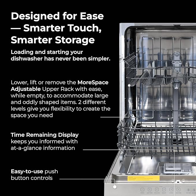Kenmore 24" Built-in Stainless Steel Tub Dishwasher SmartWash, UltraWash, SmartDry Plus, MoreSpace Adjustable Rack, Energy Star Certified, Fingerprint Resistant-Ruum Studio Home