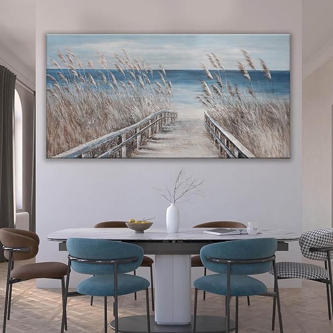 Canvas Wall Art Decor Large Modern Wall Art Decorations Blue Beach Coastal Artwork for Walls Textured Wall Art Prints Pictures Wall Decor Wall Art Bedroom 29"X58" For Room Living Room Office Wall Decor-Ruum Studio Home
