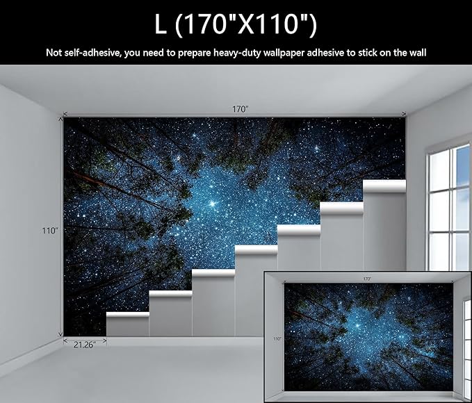WFBHUA-Forest Starry Wallpaper Mural Night Galaxy Tree Sky Wallpaper for Living Room Bedroom Ceiling(Not Peel and Stick)-Ruum Studio Home