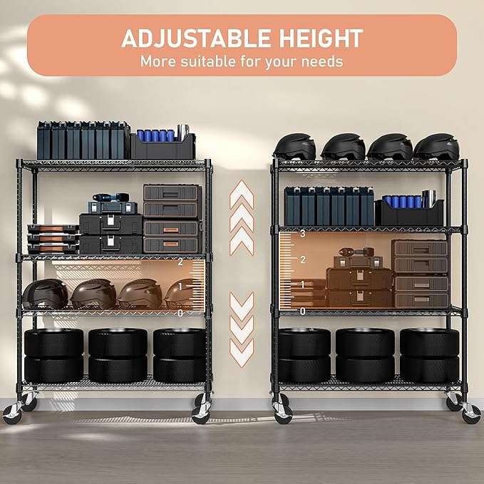 Industrial Metal 4 Tier Shelving for Garage, Pantry, Warehouse, Basement Utility Room, Storage Rack Metal Shelving Unit, Shelf Organizer, Black 23.6" D x 53.2" W x 73.6" H-Ruum Studio Home