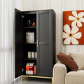 Tall Storage Cabinet, Kitchen Pantry Cabinet with 2 Doors & Adjustable Shelves for Laundry Room, Living Room, Entryway,Bathroom,Black-Ruum Studio Home