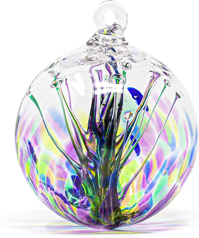 Luke Adams Handmade Glass Gazing Balls for Garden on Clearance – Hand Blown Glass Gazing Ball for Yard Décor – Decorative Garden Globe (Sea Sky Violet)-Ruum Studio Home