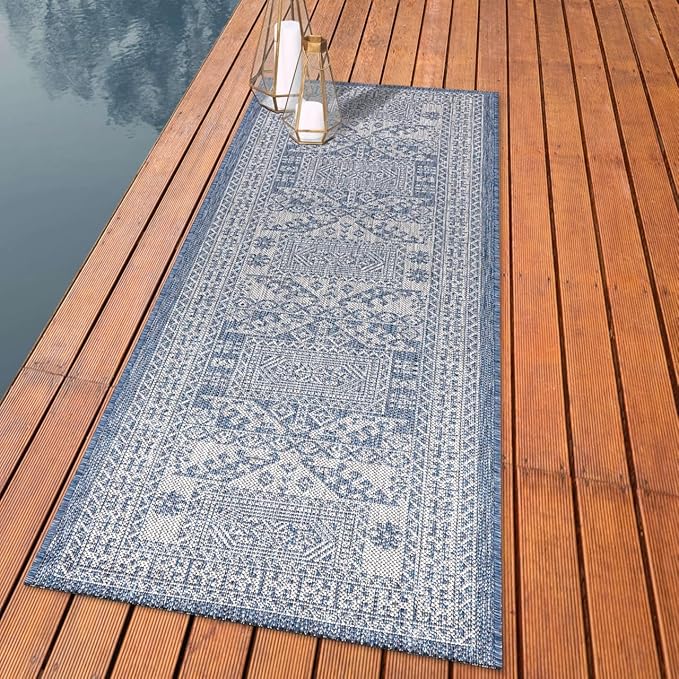 Keen Home Design Terrace Outdoor Runner Rug - 2x12 Washable Indoor/Outdoor Rug for Patio, Kitchen, Balcony, Beach, Garden, Deck and Porch, Size: 2'2"x11'10"-Ruum Studio Home