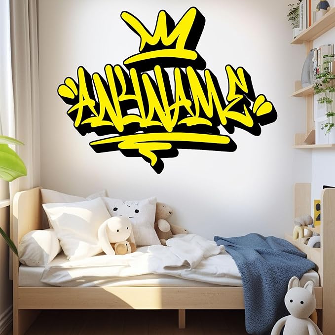 Custom Graffiti Name Wall Decal Personalized Graffiti Name Decal Graphics Large Vinyl Wall Decals for Home & Room Décor, Peel & Stick Wall Art for Kids & Teens Bedroom, Car, Vehicles-Ruum Studio Home