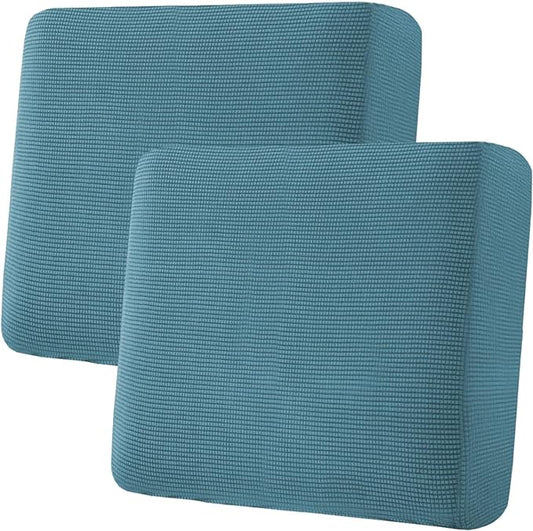 H.VERSAILTEX Super Stretch Individual Seat Cushion Covers Sofa Covers Couch Cushion Covers Slipcover Sets Thick Jacquard Textured Twill Fabric (2 Piece Large Sofa Cushion Covers, Storm Blue)-Ruum Studio Home