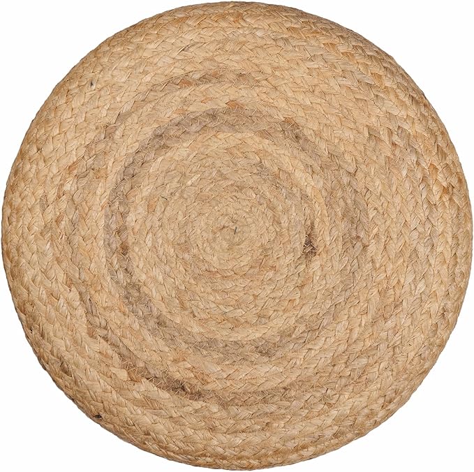 REDEARTH · Cylindrical Pouf Foot Stool Ottoman - Jute Braided Pouffe Poof Accent Sitting Footrest for The Living Room, Bedroom, Nursery, Patio, Lounge & Other Rooms (14.5”x14.5”x16”; Natural Olive)-Ruum Studio Home
