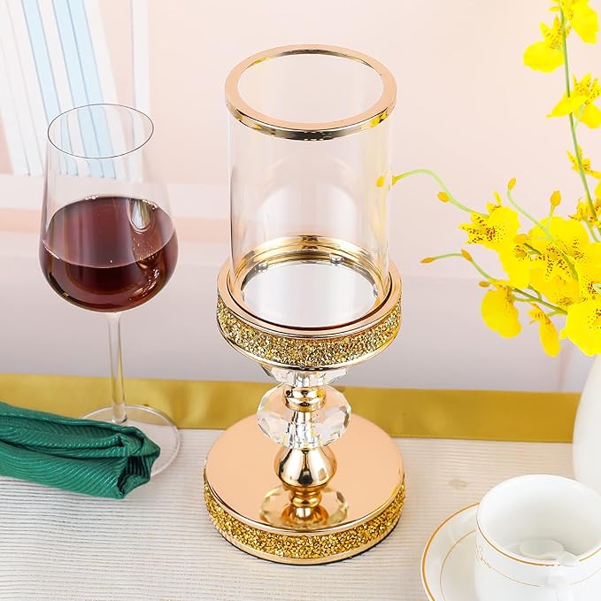 Candle Holder, Pillar Candle Holders, Crystal Candlesticks Holder for Wedding, Parties, Events, Chirstmas,Home Decor, Table Centerpieces CH028D (M)-Ruum Studio Home