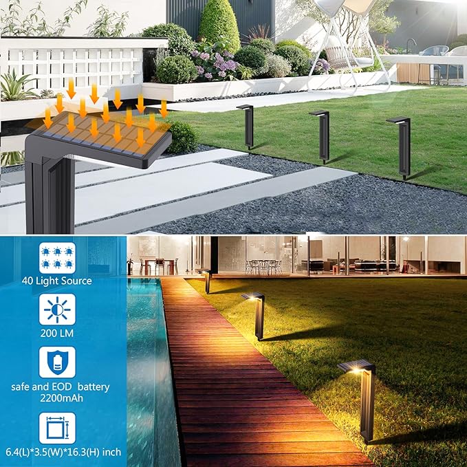 Sunvivo Solar Pathway Lights,2 Modes(Cool White or Warm White),Bright Solar Path Lights Outdoor Waterproof,Perfect Elegant Guide Light or Deco for Yard,Garden,Lawn,Sideway,Driveway,Walkway (2Pack)-Ruum Studio Home