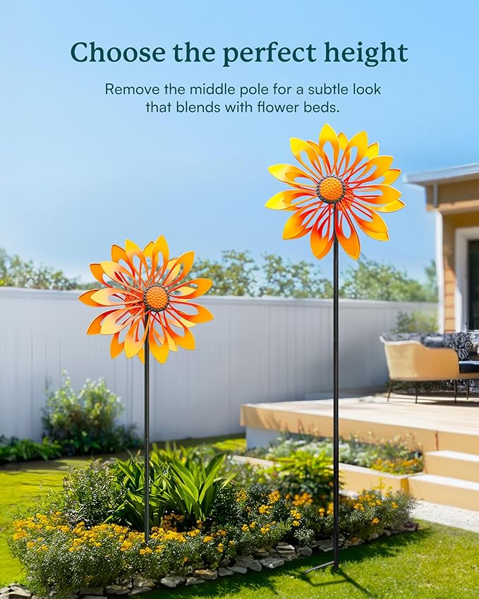 Floral Yard Garden Wind Spinners - Kinetic Outdoor Metal Wind Spinners, Lawn Yard Garden Decor, Birthday Gifts for Women(Sunflower)-Ruum Studio Home