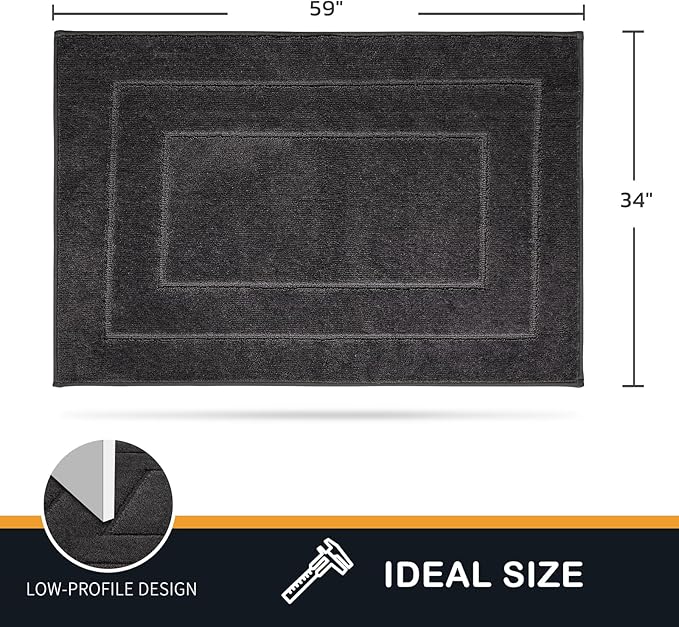 PURRUGS Dirt Trapping Door Mat 34" x 59", Non-Slip/Skid Machine Washable Entryway Area Rug, Dog Doormat, Super Absorbent Welcome Mat for Muddy Wet Shoes and Paws, Charcoal-Ruum Studio Home