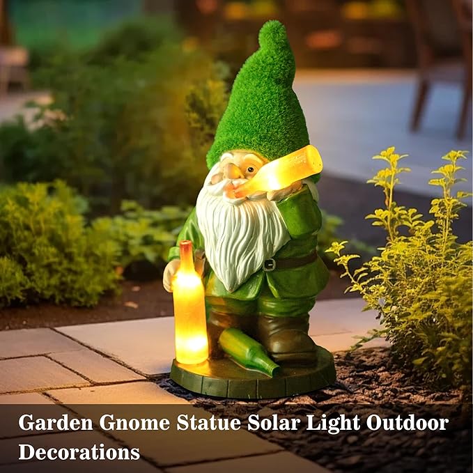 Topadorn Solar Gnome Garden Decor, Garden Gnome Sculptures with Solar LED Lights, 12'' Resin Outdoor Figurine for Yard Patio Decor Lawn Ornaments Porch Gifts-Ruum Studio Home