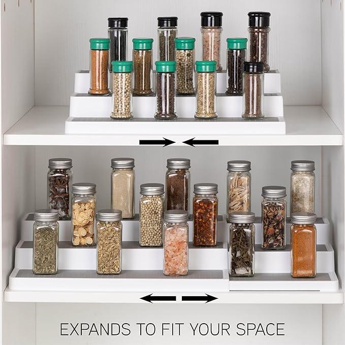 SIMPLEMADE 3-Tier Spice Rack Organizer - Versatile Storage Shelf for Kitchen, Bathroom, Bedroom & Office, Set of 2, Expandable White-Ruum Studio Home