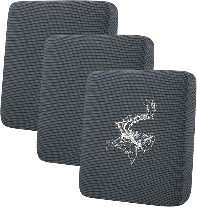 hyha Waterproof Couch Cushion Covers for Pets, Non Slip Sofa Seat Cover for Dogs Washable, Soft Thick Stretch Jacquard Fabric, Sofa Slipcovers with Elastic Bottom (3 Pieces, Grey)-Ruum Studio Home