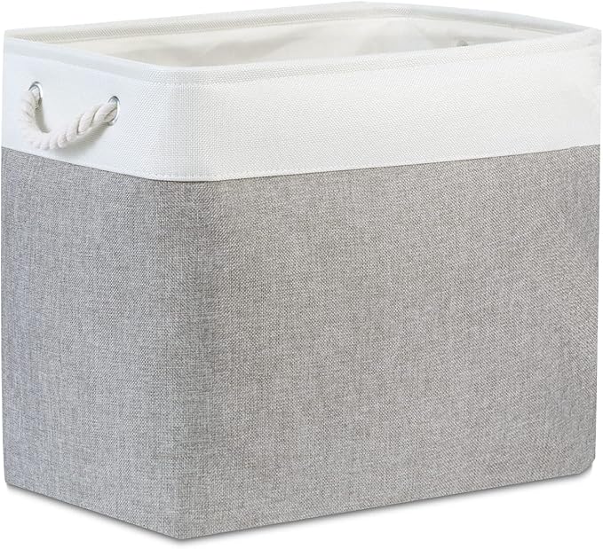 Bidtakay Large Storage Bins for Clothes Fabric Deep Baskets for Organizing Set of 2 Grey Fabric Pantry Storage Bins for Hallway Living Room Blankets 17x12x15 in Extra Large Shelf Tote Baskets-Ruum Studio Home