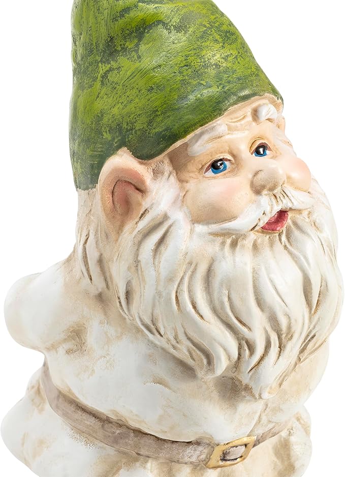 Alpine Corporation 12" Tall Traditional Outdoor Garden Gnome Yard Statue Decoration-Ruum Studio Home