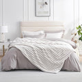 Amélie Home Faux Fur Throw Blanket for Couch, Cozy Fuzzy Fluffy Fur Luxurious Soft Striped Plush Gift Blankets for Family Sofa Chair Bed Living Room Bedroom, 60"x80", Ivory-Ruum Studio Home