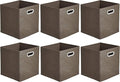 Amazon Basics Collapsible Cube Storage Organizer Bins, 6-Pack, 10.5 x 10.5 x 11 inches, Taupe-Ruum Studio Home