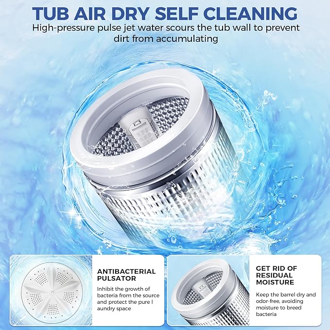 Nictemaw Portable Washing Machine 17.8Lbs Capacity Portable Washer with Drain Pump 2.4Cu.ft Full-Automatic Compact Washer with 10 Programs 8 Water Level for Home, Apartment, RV, Dorms-Ruum Studio Home