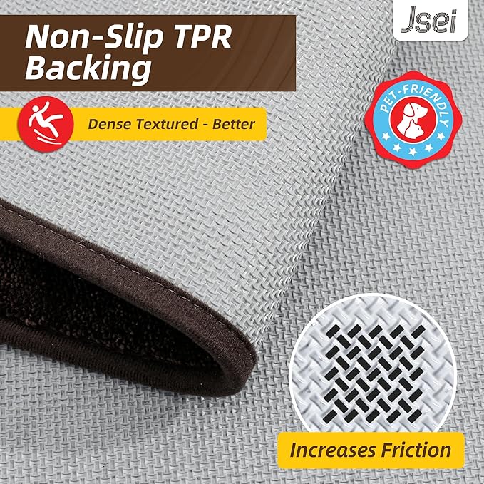 JSEI Entryway Rugs Doormat 24"x36", Non-Slip Dirt Trapper Door Mats Indoor, Washable Absorbent and Stain Resist Welcome Floor Mat for Front Door, Dog Door Mat, Muddy Wet Shoes & Paws, Brown-Ruum Studio Home