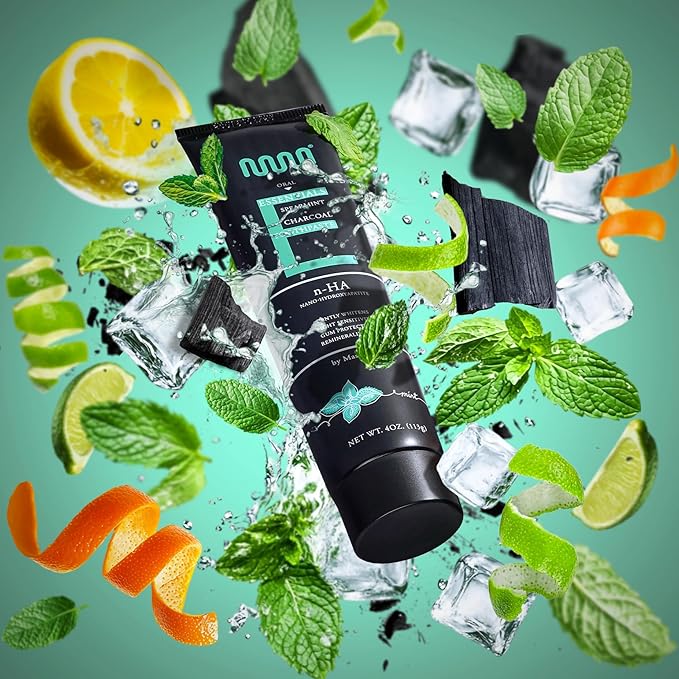 MasterMedi Charcoal Toothpaste with Nano Hydroxyapatite – Fluoride Free, SLS Free, Sensitive Whitening, Enamel Support, Spearmint Flavor, Dentist Recommended, 4 oz (Pack of 2)-Ruum Studio Home