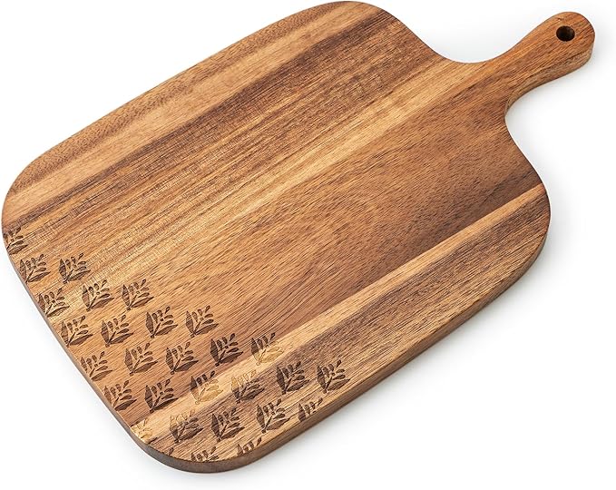 Acacia Wood Cutting Board - Wooden Kitchen Cutting Board for Meat, Cheese, Bread,Vegetables &Fruits- Charcuterie Board Cheese Serving Board with Handle,12" x 7”-Ruum Studio Home