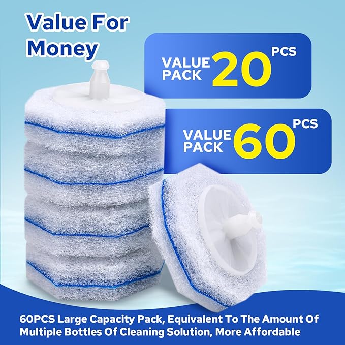 Cecailin® 60pcs Disposable Toilet Brush. Bathroom Cleaning. Disposable Bowl Cleaners Compatible with Most Toilet Brushes-Ruum Studio Home