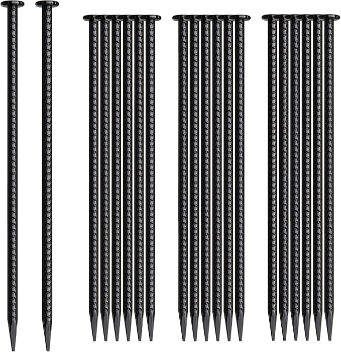 16 Inch Rebar Stakes 20 Pack Heavy Duty Ground Anchors 1/2 Inch Diameter Galvanized Steel Asphalt Anchoring Metal Spikes for Speed Bump, Parking Curb and Camping Tent-Ruum Studio Home