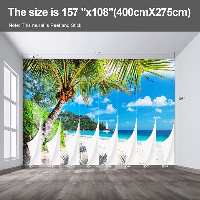 Beach Wall murals Peel and Stick Wallpaper for Bedroom Living Room - 108"x157"-Ruum Studio Home