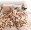 Cozy Faux Fur Throw Blanket for Bed Warm Fuzzy Throw Blanket, Soft Plush Thick Bubble Blankets for Bedroom and Living Room, Furry Luxury Blanket, 60 x 80, Tie-Dye Brown-Ruum Studio Home