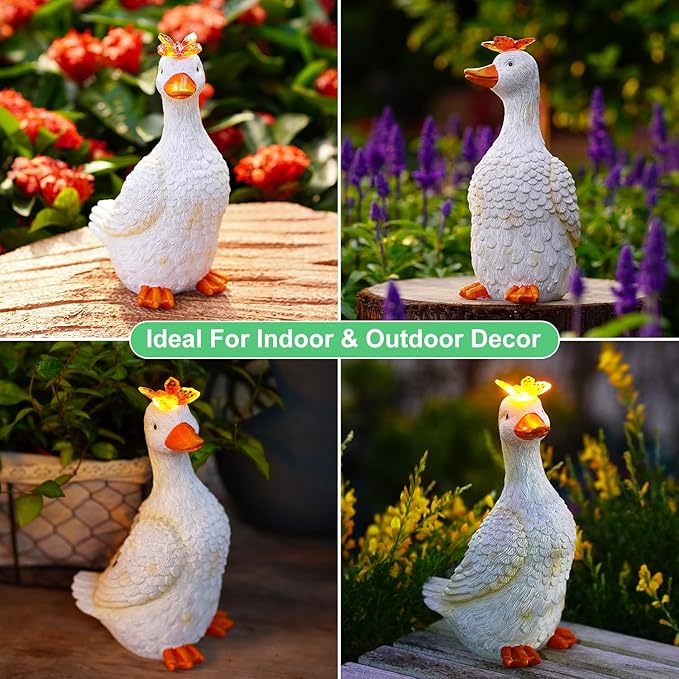Goodeco Porch Goose Statue with Butterfly - Outdoor Garden Goose Decor for Yard, Unique Gifts for Mom & Garden Lovers (Off White)-Ruum Studio Home