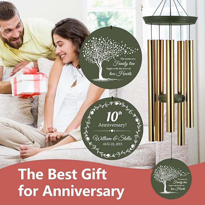 ASTARIN Tree of Life Wind Chimes, Personalized Wind Chimes for 50th Anniversary for Parents Couple, Romantic Idea for Mom Dad Keepsake Gifts-Ruum Studio Home