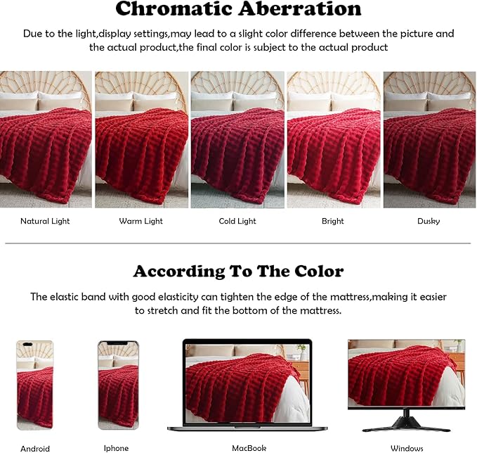 NEWCOSPLAY Faux Fur Throw Blanket Red Bubble Blanket Thick Warm Soft for Couch Sofa Bed 550GSM (Red, Throw(50"x60"))-Ruum Studio Home