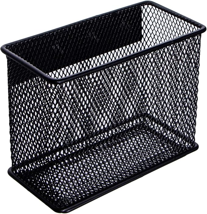 dedoot Magnetic Basket 2 Pack Magnetic Holder Locker Magnetic Pen Holder Magnetic Pencil Holder Strong for Whiteboard Marker, 4.7x2.3x3.7inch Black Mesh Magnetic Pen Holder for Refrigerator Fridge-Ruum Studio Home