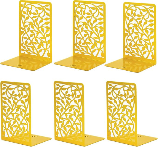 CNK Book Ends Bookends for Decorative Books Holder Bookend Shelves End Hold Heavy Duty Holders Stoppers Metal Stopper Cute Boho Bookshelf Holds Cookbook Office Home Set of 6 Bookends Pair Gold-Ruum Studio Home