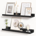 Floating Shelves for Wall, Picture Ledge Shelf 24 Inch Solid Wood Set of 2, Rustic Wall Shelves with Lip, Kids Bookshelf, Photo & Picture Live Edge Floating Shelves for Bedroom, Living Room, Kitchen-Ruum Studio Home