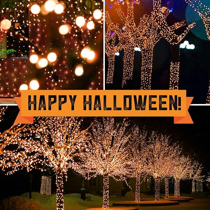 100LIGHTS Orange Extra-Bright with End Connectors Halloween Decorative Lights 5.98m UL Certified Mini String Light Set Waterproof for Halloween Home Garden Christmas Tree Party Patio Wedding-Ruum Studio Home