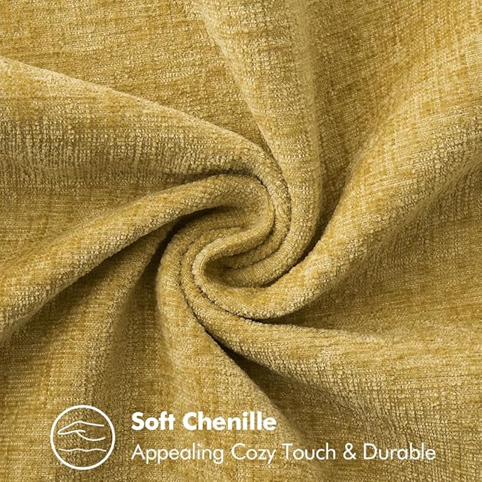 MIULEE Pack of 2 Couch Throw Pillow Covers 12x20 Inch Mustard Yellow Farmhouse Decorative Pillow Covers with Stitched Edge Soft Chenille Solid Dyed Fall Pillow Covers for Sofa Bed Living Room-Ruum Studio Home