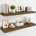 Marsmiles 36" Floating Shelves for Wall, Wooden Shelves with Invisible Brackets Set of 2, Rustic Farmhouse Wall Mounted Shelf for Kitchen Bathroom Living Room Study, Rustic Brown-Ruum Studio Home