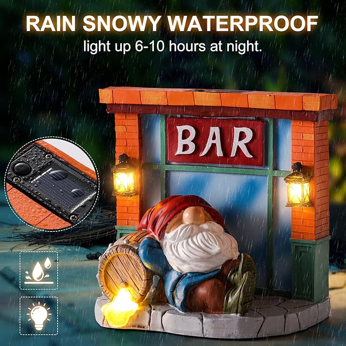 WINTS Garden Gnomes Solar Lights,Solar Gnomes Outdoor,Funny Garden Gnomes Decoration for Lawn,Balcony,Yard,Patio Gnome Gifts for Mom,Men-Ruum Studio Home