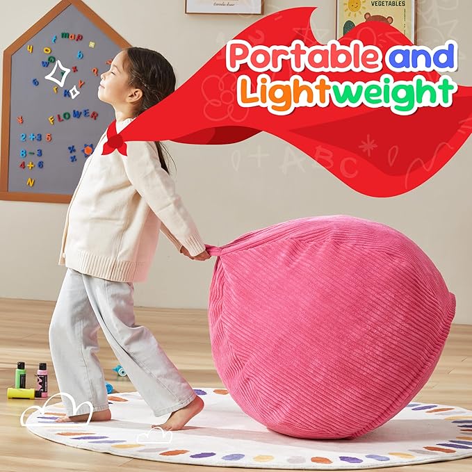 Hobestluk 2.5FT Bean Bag Chair Beanbags Small Bean Bag Chair with Filler Included Teardrop Bean Bag with Removable Cover for Bedroom Living Room (Small, Pink)-Ruum Studio Home