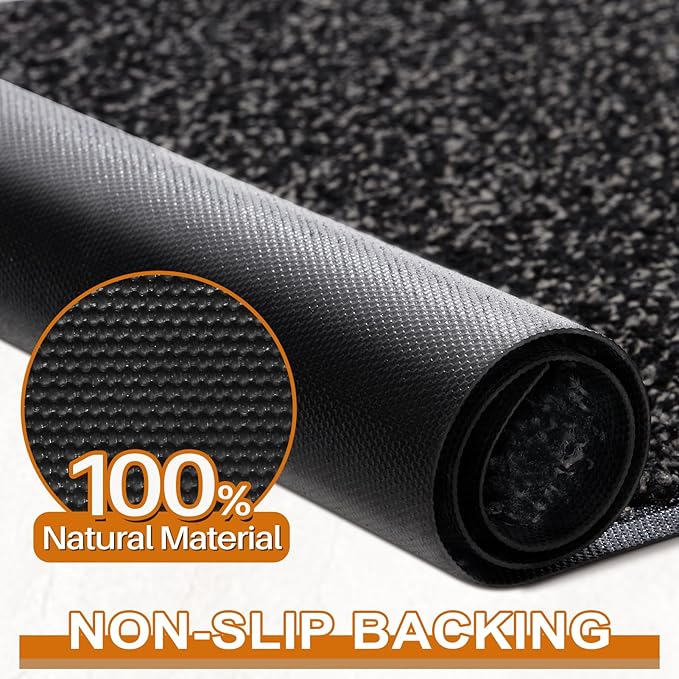 Mibao Front Door Mat, Dirt Trapper Welcome Mat for Outdoor Indoor, Non-Slip Waterproof Doormat, Durable Machine Washable Low Profile Entry Rug for Back Door Outside Patio Porch, 72" x 24", Black-Ruum Studio Home